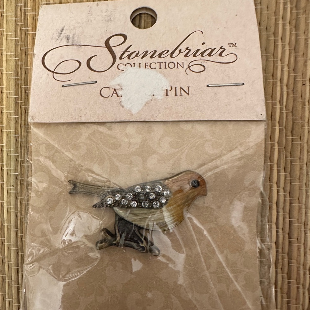 Stonebriar Collection Brown Bird Candle Pin Decoration Faux Gems NWT